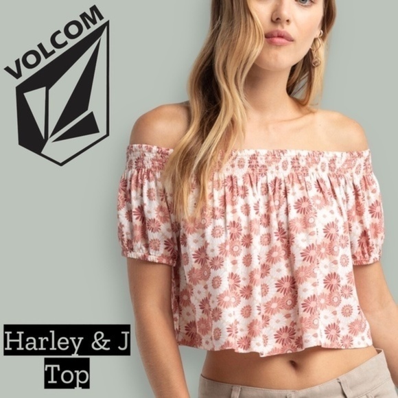 Volcom Tops - VOLCOM x HARLEY J Off The Shoulder Floral Print Crop Top NWT/XL